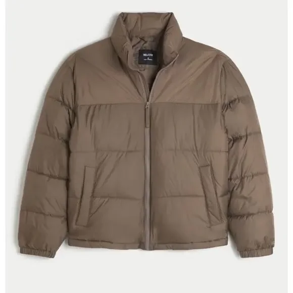 Hollister NWT Men Ultimate Collection Reversible Brown Puffer Jacket size Large - Picture 4 of 12